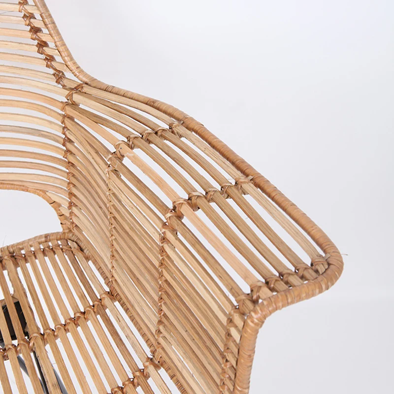 Lightweight Rattan Armchair - Breathable Hand-Woven Chair Backrest Armrest For Living Room