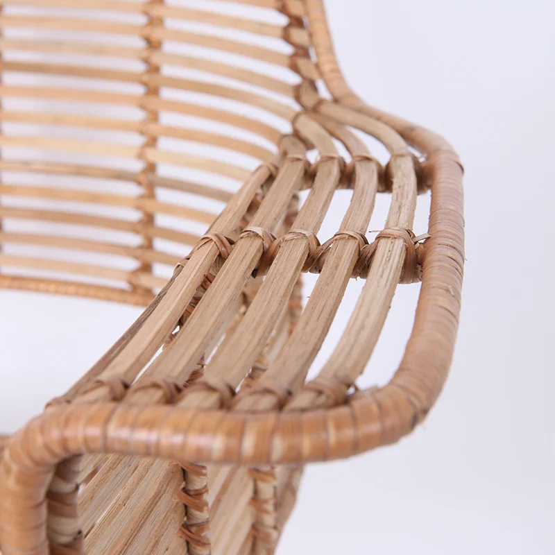 Lightweight Rattan Armchair - Breathable Hand-Woven Chair Backrest Armrest For Living Room