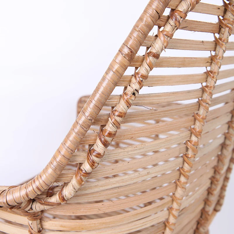 Lightweight Rattan Armchair - Breathable Hand-Woven Chair Backrest Armrest For Living Room