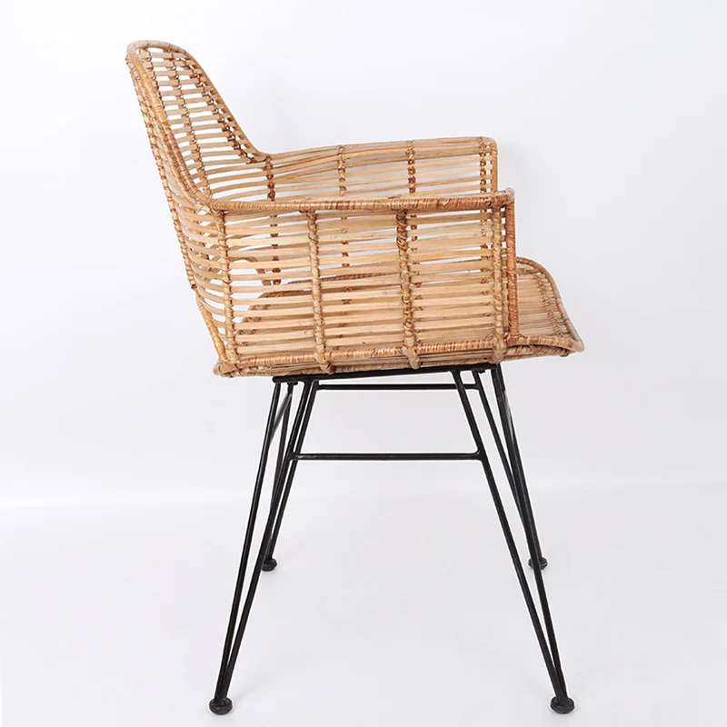 Lightweight Rattan Armchair - Breathable Hand-Woven Chair Backrest Armrest For Living Room