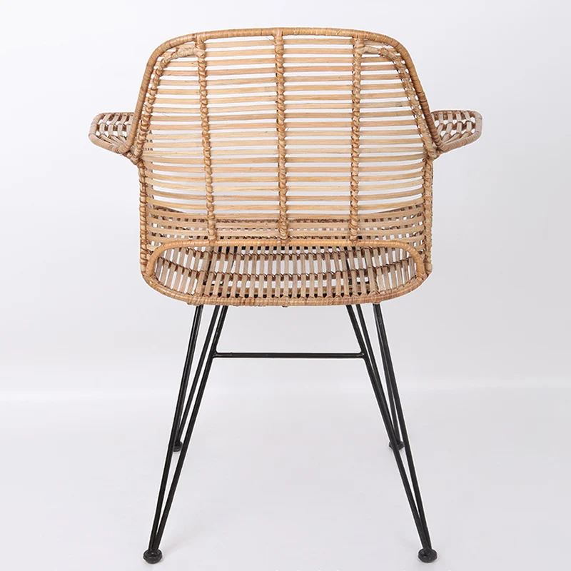 Lightweight Rattan Armchair - Breathable Hand-Woven Chair Backrest Armrest For Living Room