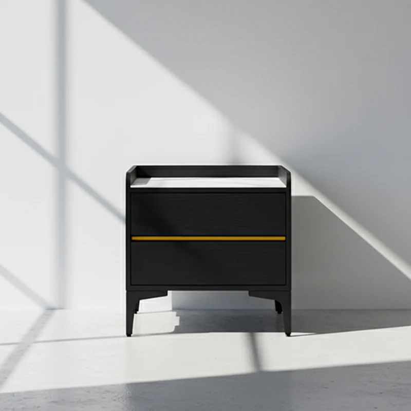 Easy-Clean Scandinavian Bedside Table - Eco-Friendly Wood Veneer & Smooth 2-Drawer Nightstand For Bedroom