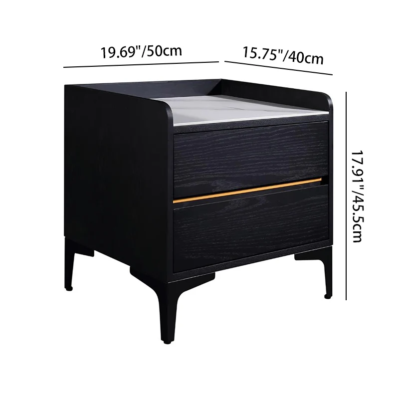 Easy-Clean Scandinavian Bedside Table - Eco-Friendly Wood Veneer & Smooth 2-Drawer Nightstand For Bedroom