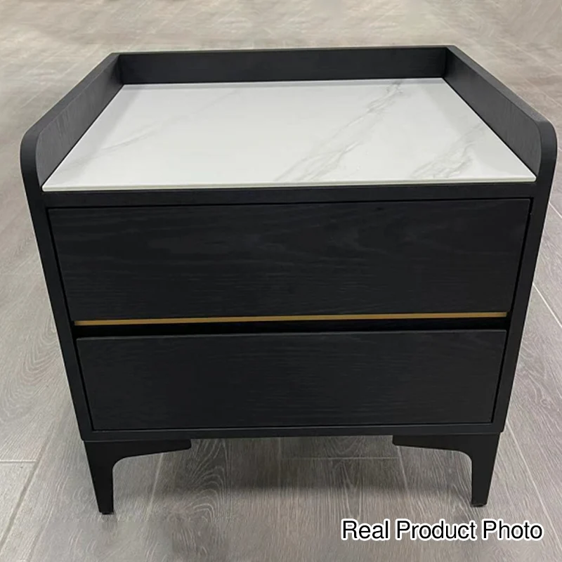 Easy-Clean Scandinavian Bedside Table - Eco-Friendly Wood Veneer & Smooth 2-Drawer Nightstand For Bedroom