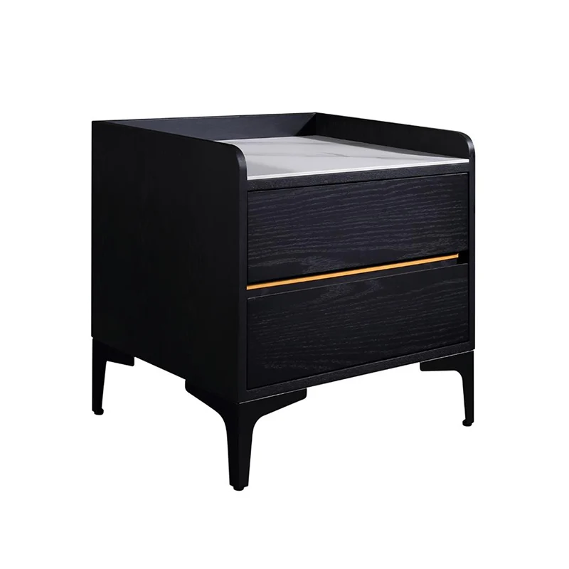 Easy-Clean Scandinavian Bedside Table - Eco-Friendly Wood Veneer & Smooth 2-Drawer Nightstand For Bedroom