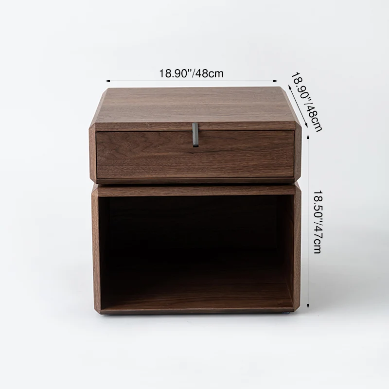Retro Rotatable Wood Nightstand - Rotatable Top & Classified Storage Layout Bedside Table 1-Drawer For Bedroom