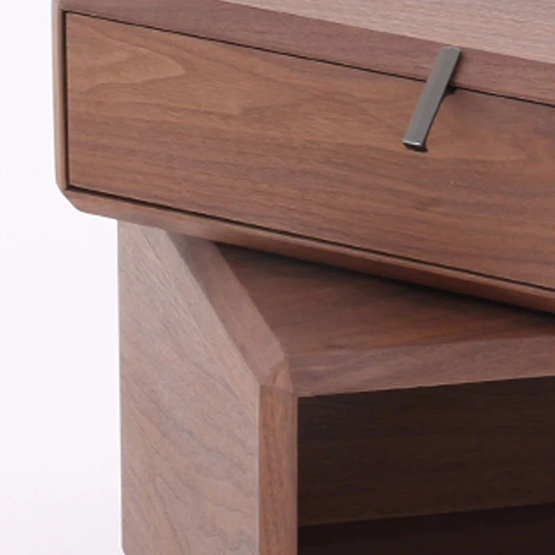 Retro Rotatable Wood Nightstand - Rotatable Top & Classified Storage Layout Bedside Table 1-Drawer For Bedroom
