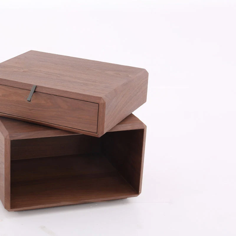 Retro Rotatable Wood Nightstand - Rotatable Top & Classified Storage Layout Bedside Table 1-Drawer For Bedroom