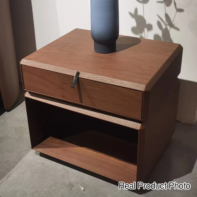 Retro Rotatable Wood Nightstand - Rotatable Top & Classified Storage Layout Bedside Table 1-Drawer For Bedroom