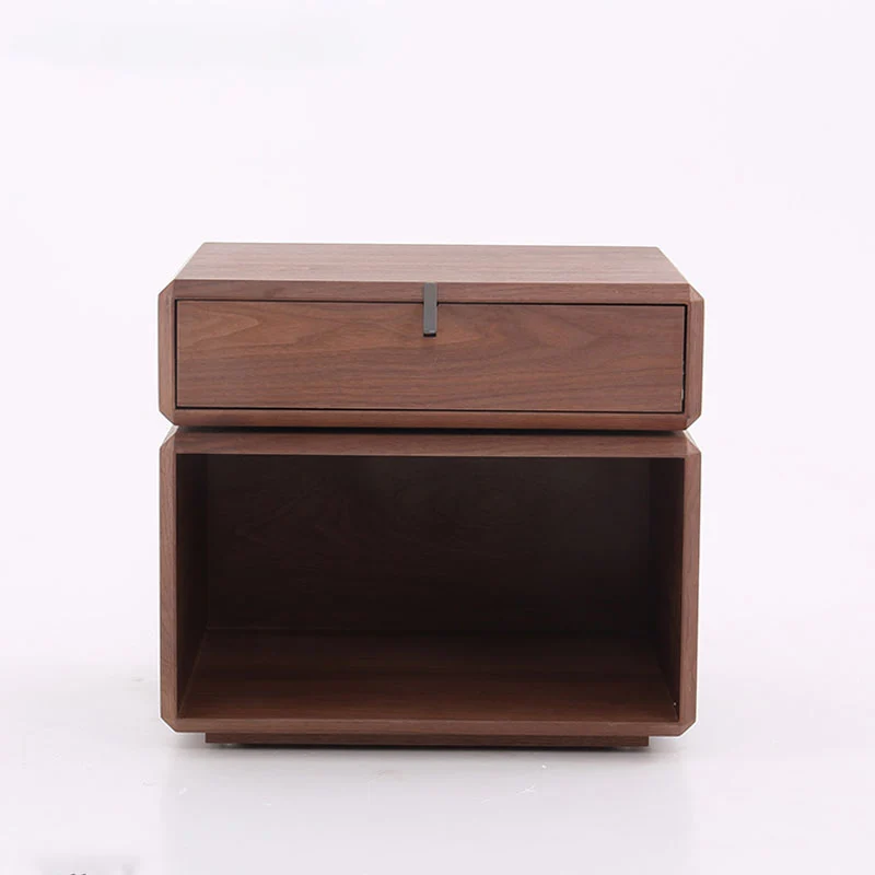 Retro Rotatable Wood Nightstand - Rotatable Top & Classified Storage Layout Bedside Table 1-Drawer For Bedroom