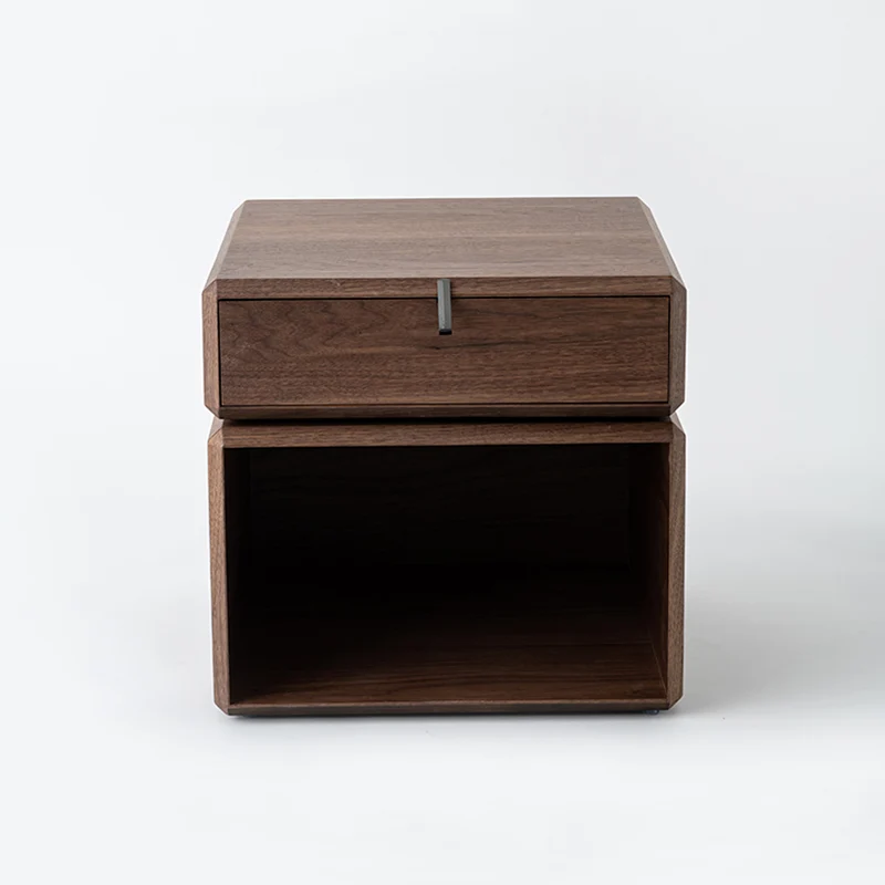 Retro Rotatable Wood Nightstand - Rotatable Top & Classified Storage Layout Bedside Table 1-Drawer For Bedroom