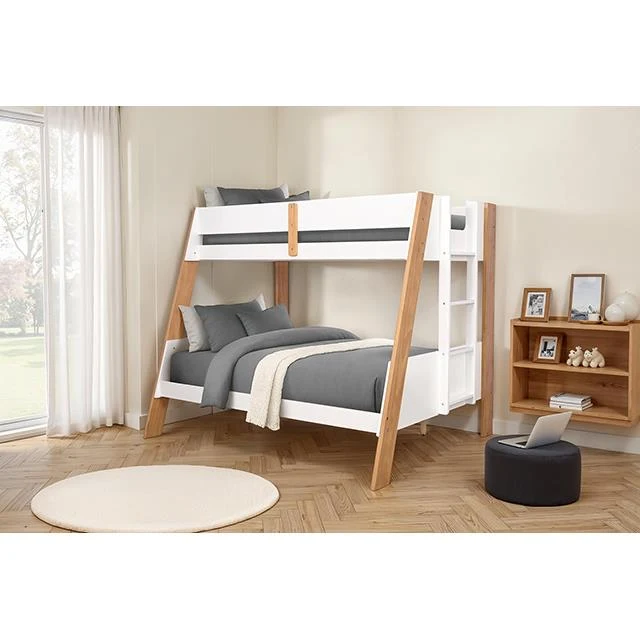 Furniture of America Delbin FM-BK202WH-TF-BED Twin/Full Bunk Bed
