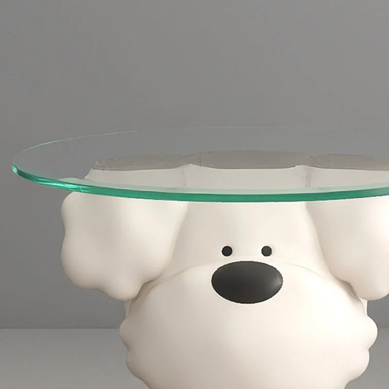 Modern Art Deco Resin Glass Kid Cartoon Cat Dog Bear Side Table 1-Tier For Living Room