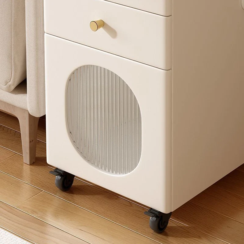 Modern Minimalist Rectangular Multi-Layer Plywood Stone Slab Pine Wood Cat's Paw Leather Side Table 2-Drawer For Living Room