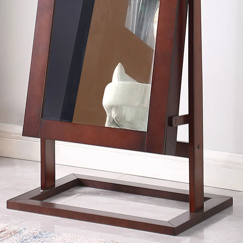 Traditional Chinese Rectangular Solid Wood Glass Medium Density Fiberboard Jewelry Storage Cabinet Full-Length Mirror For Bedroom