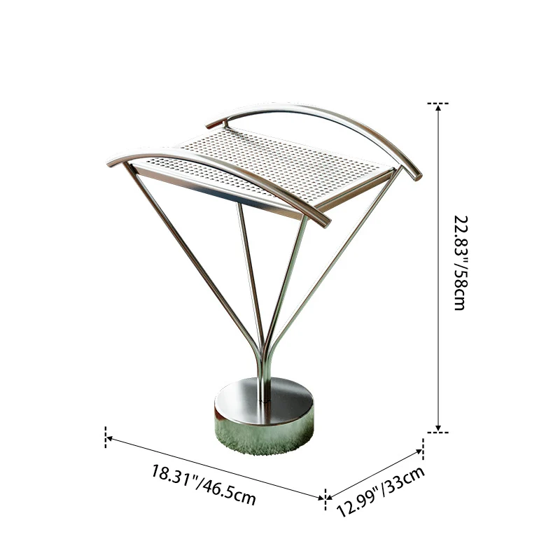 Contemporary Creative Stainless Steel Curved Hollow Square End Table 1-Tier For Living Room