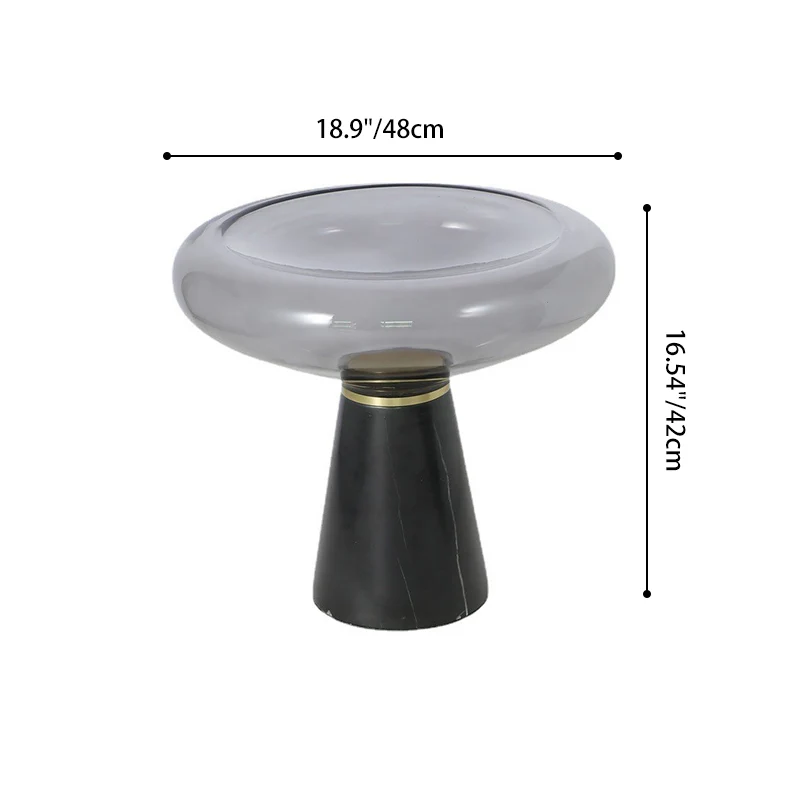 Modern Luxury Round Marble Tempered Glass Iron Side Table 1-Tier For Living Room