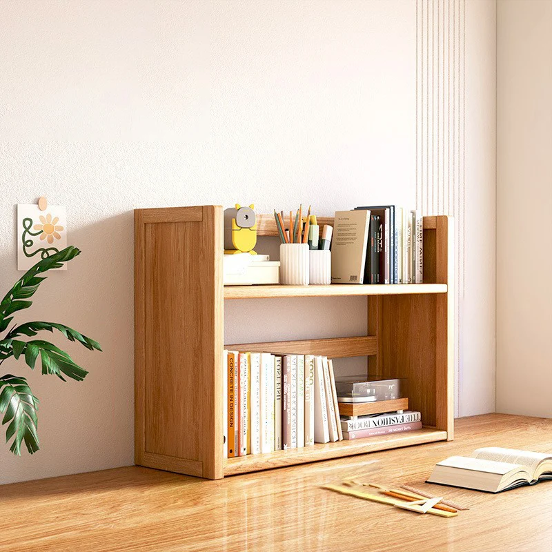 Contemporary Scandinavian Rectangular Nan Bamboo Medium-Density Fiberboard Storage Bookshelf 2/3-Tier 1-Drawer For Bedroom & Study