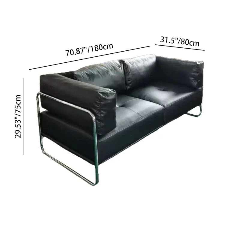 Modern Minimalist Rectangular Cushion Cat-Scratch Leather Teddy Fleece Brushed Fabric Stainless Steel Sponge Sofa Backrest Armrest For Living Room