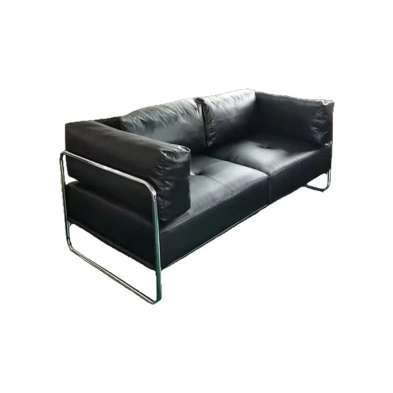 Modern Minimalist Rectangular Cushion Cat-Scratch Leather Teddy Fleece Brushed Fabric Stainless Steel Sponge Sofa Backrest Armrest For Living Room