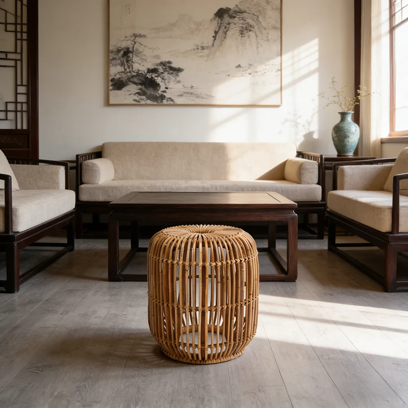 Modern Minimalist Bamboo Rattan Outdoor Side Table Lightweight, Durable, Eco-Friendly & Breathable Design For Patio And Garden