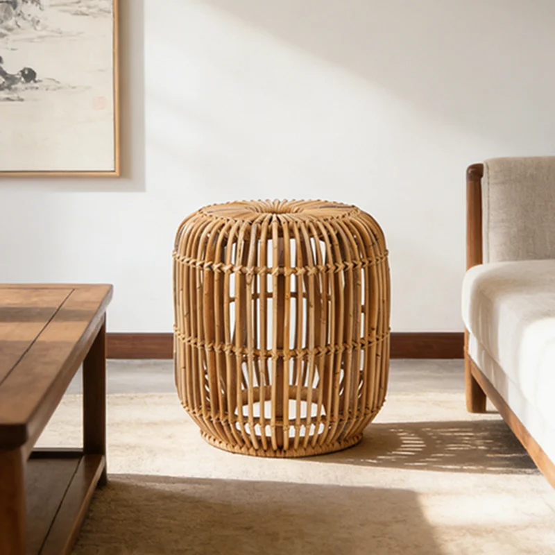 Modern Minimalist Bamboo Rattan Outdoor Side Table Lightweight, Durable, Eco-Friendly & Breathable Design For Patio And Garden