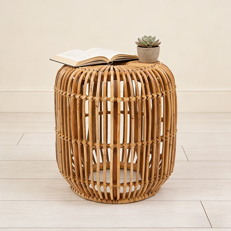 Modern Minimalist Bamboo Rattan Outdoor Side Table Lightweight, Durable, Eco-Friendly & Breathable Design For Patio And Garden