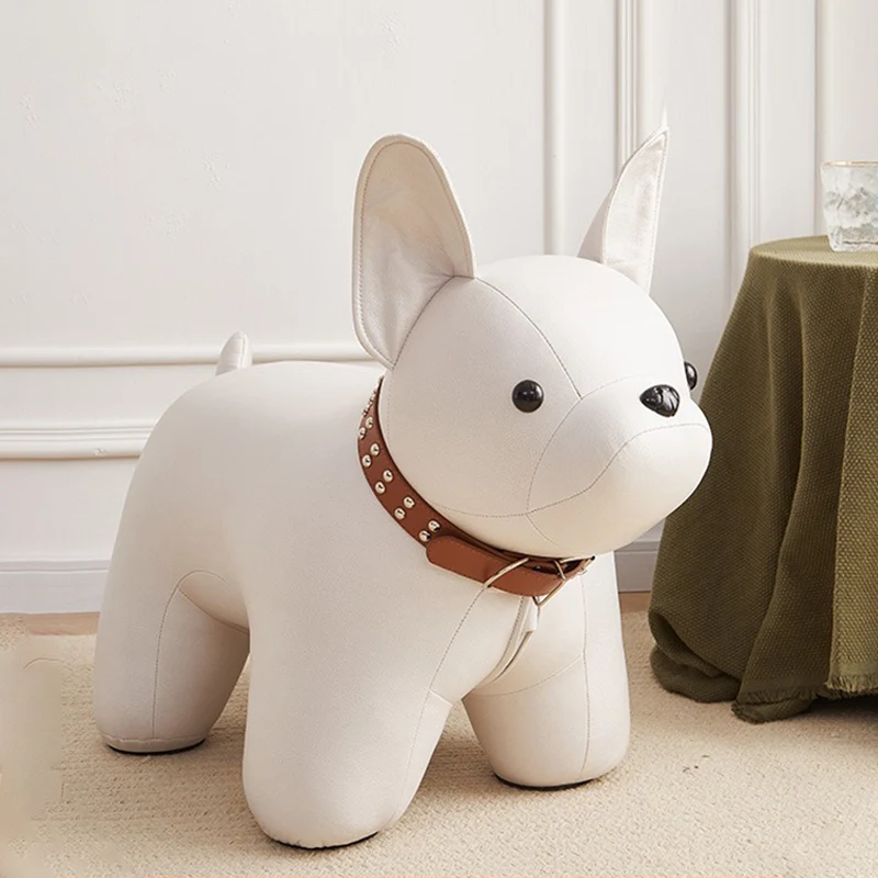 Modern Minimalist Dog-Shaped Synthetic Fabric Cotton Footstool For Living Room