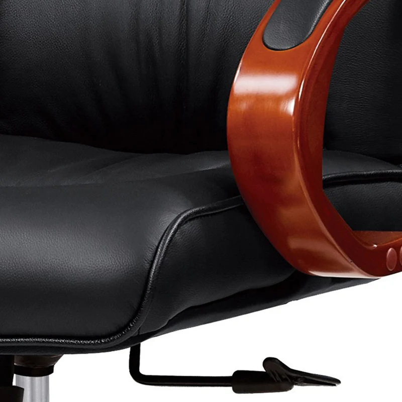 Modern Minimalist Curved PU Leather Sponge Solid Wood Nylon Desk Chair Backrest Armrest For Home Office