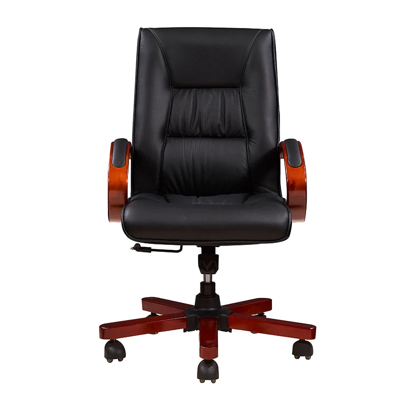 Modern Minimalist Curved PU Leather Sponge Solid Wood Nylon Desk Chair Backrest Armrest For Home Office