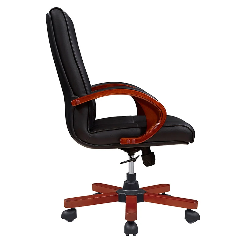 Modern Minimalist Curved PU Leather Sponge Solid Wood Nylon Desk Chair Backrest Armrest For Home Office
