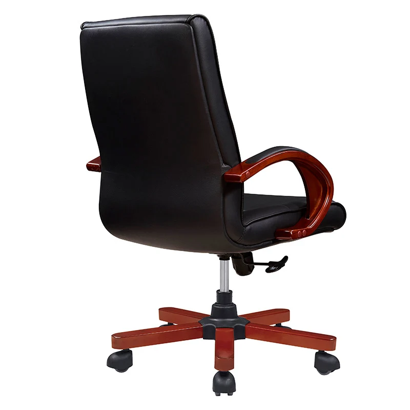 Modern Minimalist Curved PU Leather Sponge Solid Wood Nylon Desk Chair Backrest Armrest For Home Office