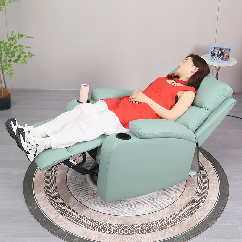 Modern Minimalist Curved Solid Wood Sponge Cat Scratch-Resistant Leather Accent Chair Backrest Armrest For Living Room