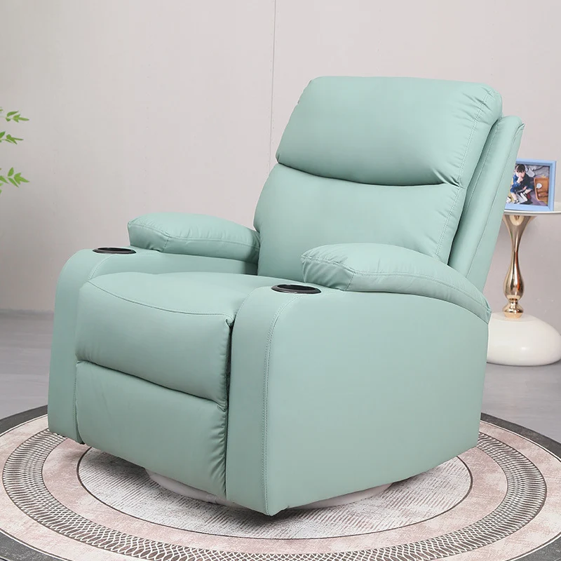 Modern Minimalist Curved Solid Wood Sponge Cat Scratch-Resistant Leather Accent Chair Backrest Armrest For Living Room