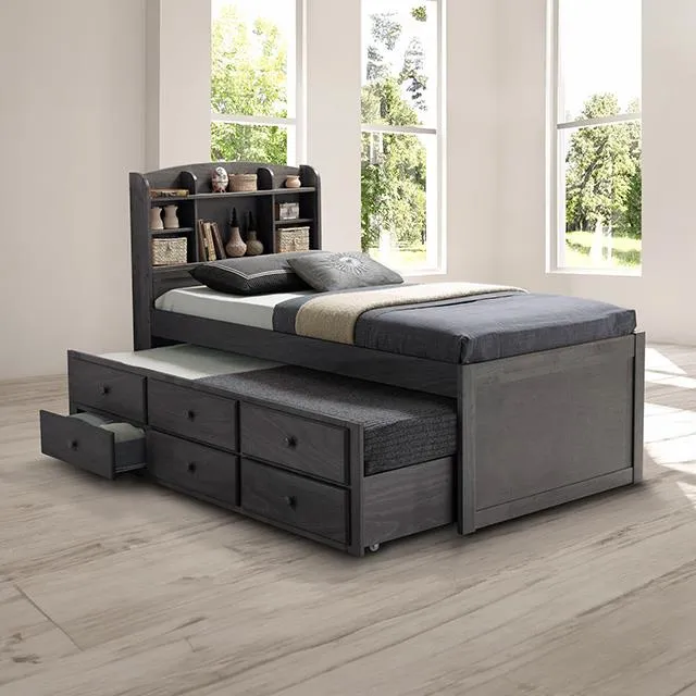 Furniture of America Troutdale FM7106GY-T-BED Captain Bed
