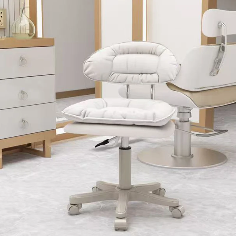 Modern Minimalist Square PU Leather Iron 360°Swivel Movable Height Adjustable Desk Chair Backrest Armless For Home Office
