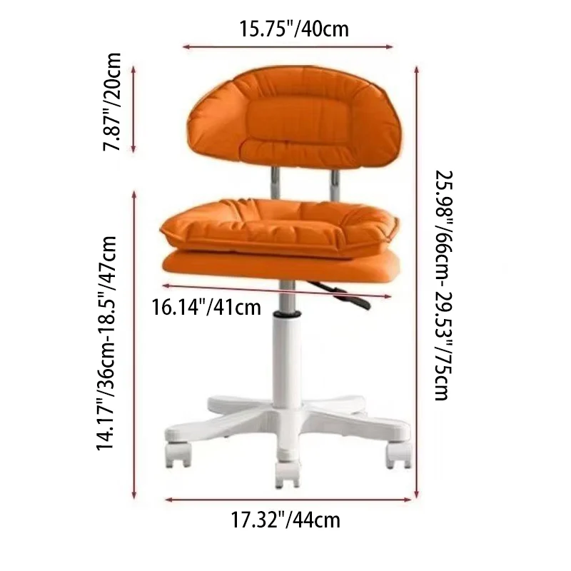 Modern Minimalist Square PU Leather Iron 360°Swivel Movable Height Adjustable Desk Chair Backrest Armless For Home Office