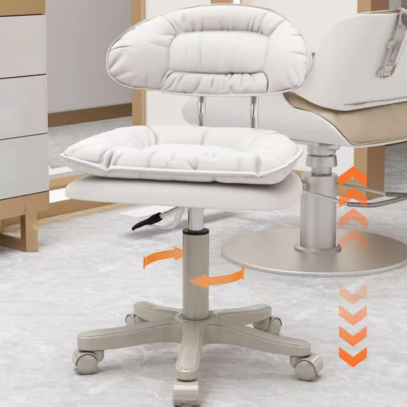 Modern Minimalist Square PU Leather Iron 360°Swivel Movable Height Adjustable Desk Chair Backrest Armless For Home Office