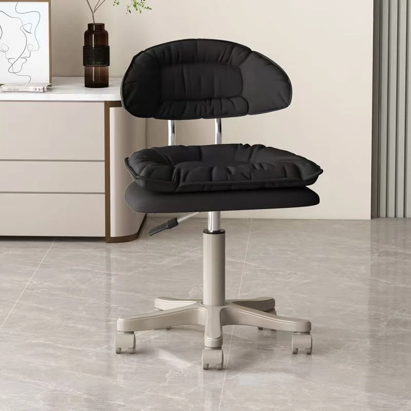 Modern Minimalist Square PU Leather Iron 360°Swivel Movable Height Adjustable Desk Chair Backrest Armless For Home Office