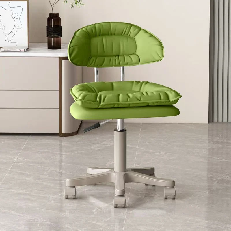 Modern Minimalist Square PU Leather Iron 360°Swivel Movable Height Adjustable Desk Chair Backrest Armless For Home Office