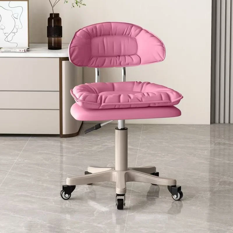 Modern Minimalist Square PU Leather Iron 360°Swivel Movable Height Adjustable Desk Chair Backrest Armless For Home Office