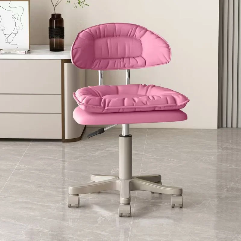 Modern Minimalist Square PU Leather Iron 360°Swivel Movable Height Adjustable Desk Chair Backrest Armless For Home Office