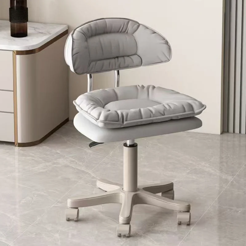 Modern Minimalist Square PU Leather Iron 360°Swivel Movable Height Adjustable Desk Chair Backrest Armless For Home Office