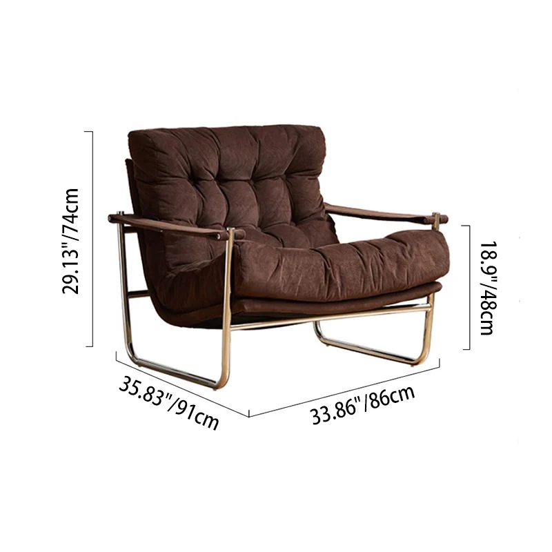 Contemporary Nordic Square Rectangular Corduroy Stainless Steel Accent Chair Backrest Armrest For Living Room