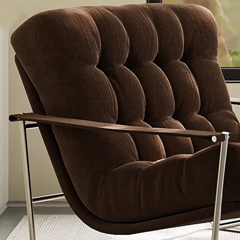 Contemporary Nordic Square Rectangular Corduroy Stainless Steel Accent Chair Backrest Armrest For Living Room
