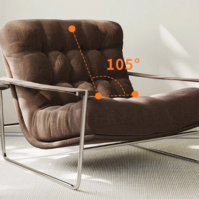 Contemporary Nordic Square Rectangular Corduroy Stainless Steel Accent Chair Backrest Armrest For Living Room
