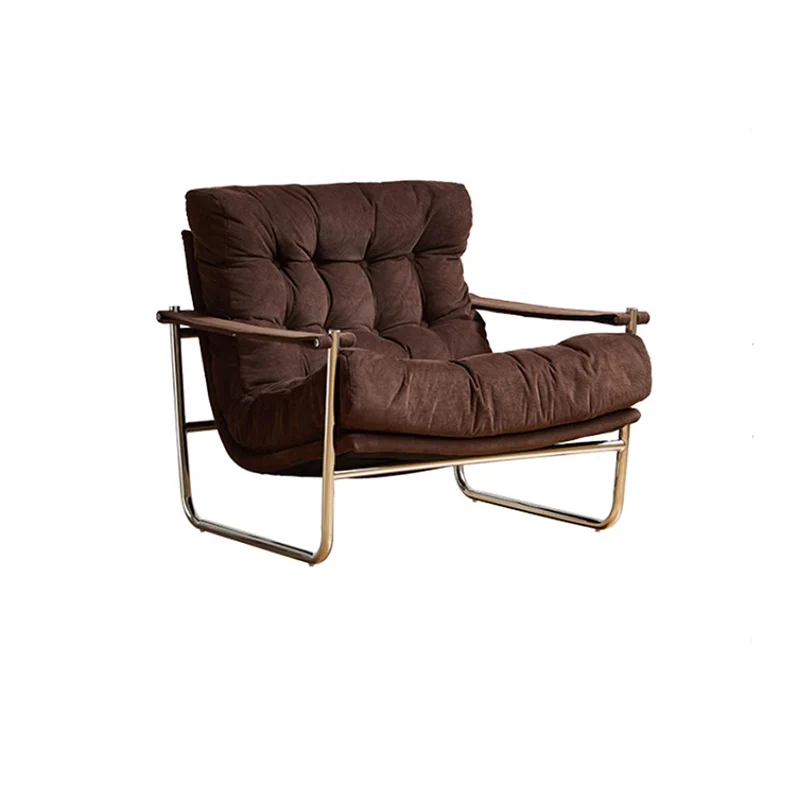 Contemporary Nordic Square Rectangular Corduroy Stainless Steel Accent Chair Backrest Armrest For Living Room