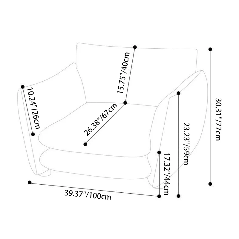 Traditional Vintage Curved Multi-Layer Board Solid Wood Cotton-Linen Sponge Accent Chair Backrest Armrest For Living Room