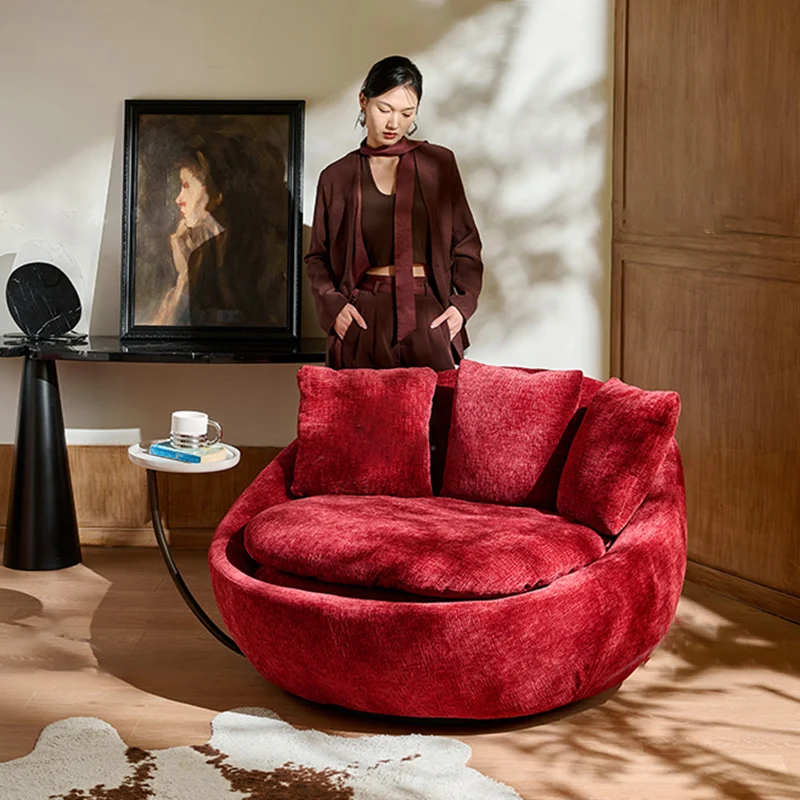 Traditional Vintage Curved Chenille Velvet Sponge Pearl Cotton Solid Wood Hardware Accent Chair Backrest For Living Room
