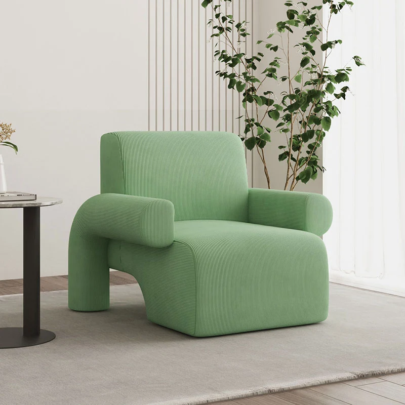 Modern Luxury Corduroy Tech Sherpa Fabric Solid Wood Rounded Square Accent Chair With Backrest Armrests For Living Room
